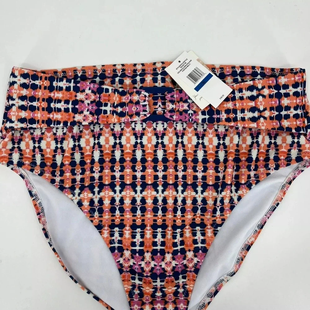 Jessica Simpson Bikini Bottom Women's XL Fuchsia Multicolor High Waisted New NWT
